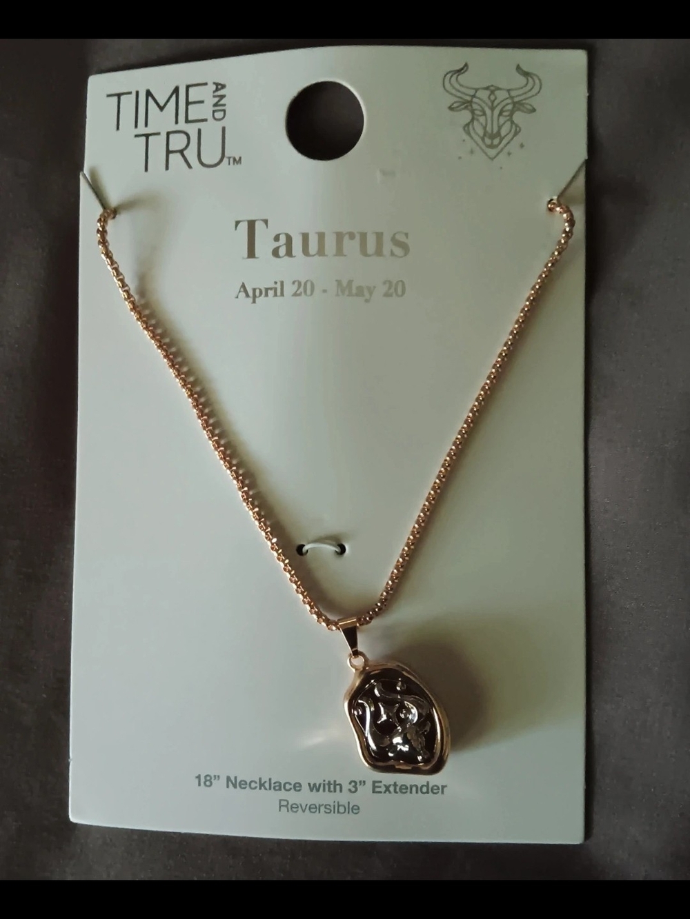 Time and Tru Rose Gold Taurus Pendant Necklace